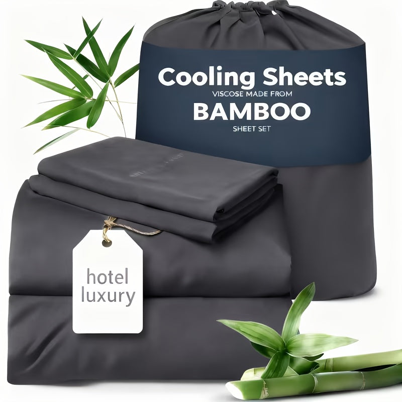 3/4pcs Cooling Sheets Set - Bamboo Bed Sheets Set Queen Size - Luxury Fitted Sheet Set - 1660TC Ultra Soft Children Sheet & Pillowcase Sets - Deep Pockets - Unmatched Comfort & Softness Sleep - Perfect Fit for All Beds Set - GREAT GIFTS