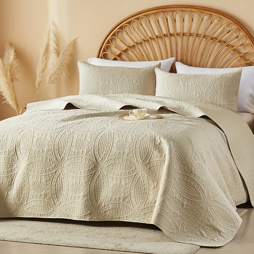2/3pcs Cooling & Refreshing Summer Quilt Set - Lightweight Breathable Microfiber Bedspread - Modern Coin Pattern Coverlet All Season - Holiday Gifts For Family Friends (1 Quilt, 1/2 Pillow Shams)