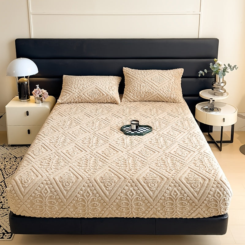 European Embossed Super Soft Bed Sheet/Blanket- Four Season Universal Warm Mattress Protective Cover, Soft Machine Washed Bedding, Deep Pocket Design, Suitable For Multiple Specifications Twin, Queen, King, Full.(NO Pillowcase) Mother'S Day Gift