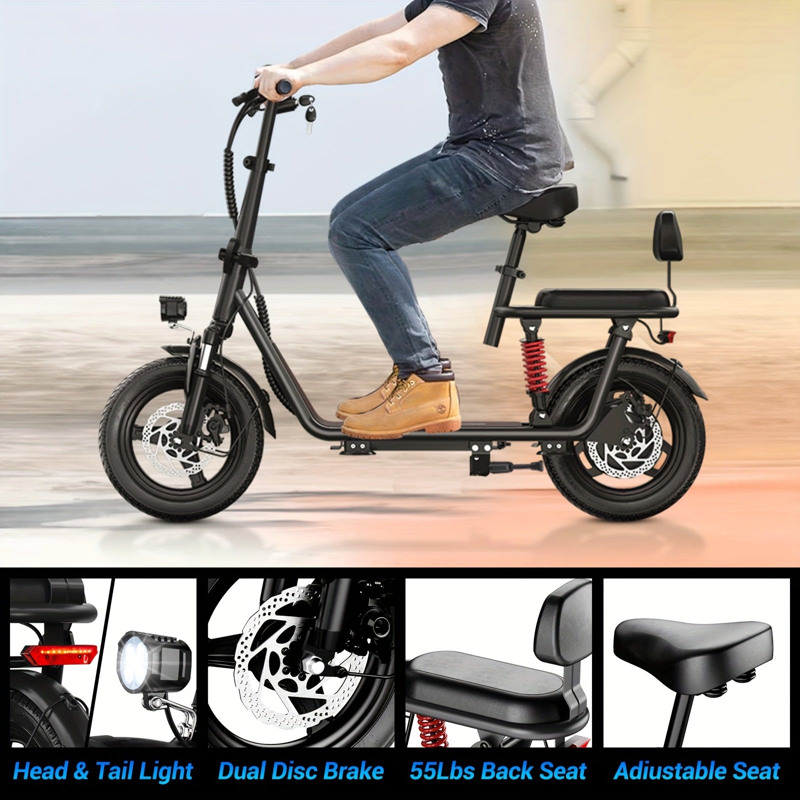 2 Seater Folding Electric Scooter With Basket