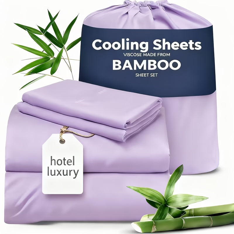 3/4pcs Cooling Sheets Set - Bamboo Bed Sheets Set Queen Size - Luxury Fitted Sheet Set - 1660TC Ultra Soft Children Sheet & Pillowcase Sets - Deep Pockets - Unmatched Comfort & Softness Sleep - Perfect Fit for All Beds Set - GREAT GIFTS