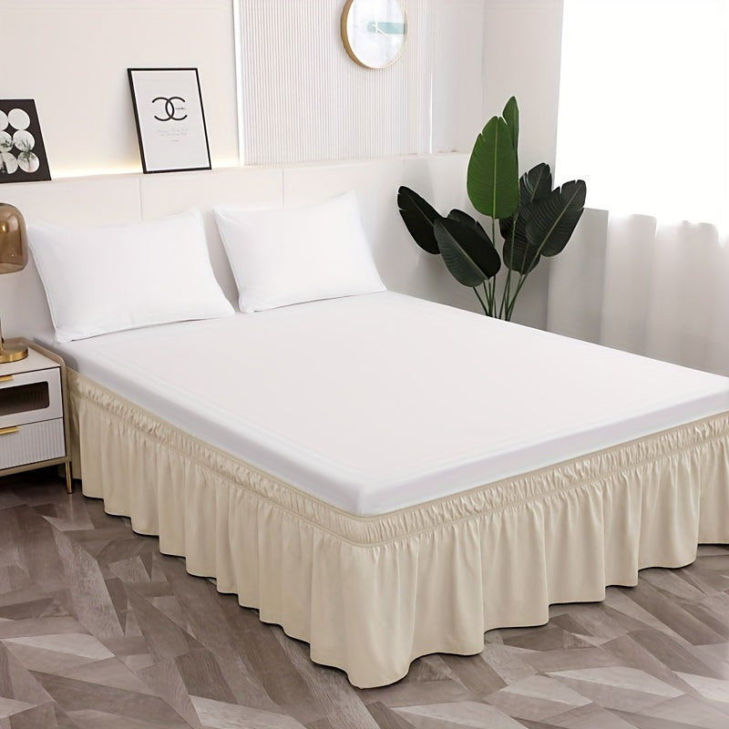 1pc 100% Microfiber 95G Pure Solid Brushed Bed Skirt, 2pcs Elastic Bands