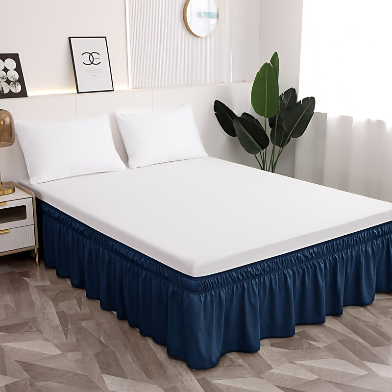1pc 100% Microfiber 95G Pure Solid Brushed Bed Skirt, 2pcs Elastic Bands