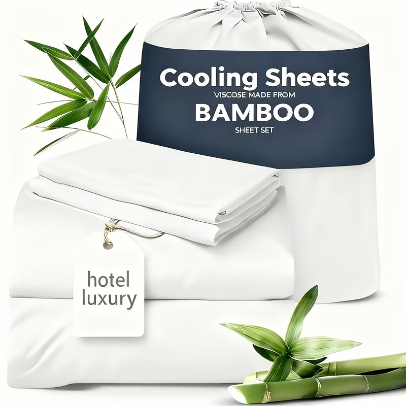 3/4pcs Cooling Sheets Set - Bamboo Bed Sheets Set Queen Size - Luxury Fitted Sheet Set - 1660TC Ultra Soft Children Sheet & Pillowcase Sets - Deep Pockets - Unmatched Comfort & Softness Sleep - Perfect Fit for All Beds Set - GREAT GIFTS