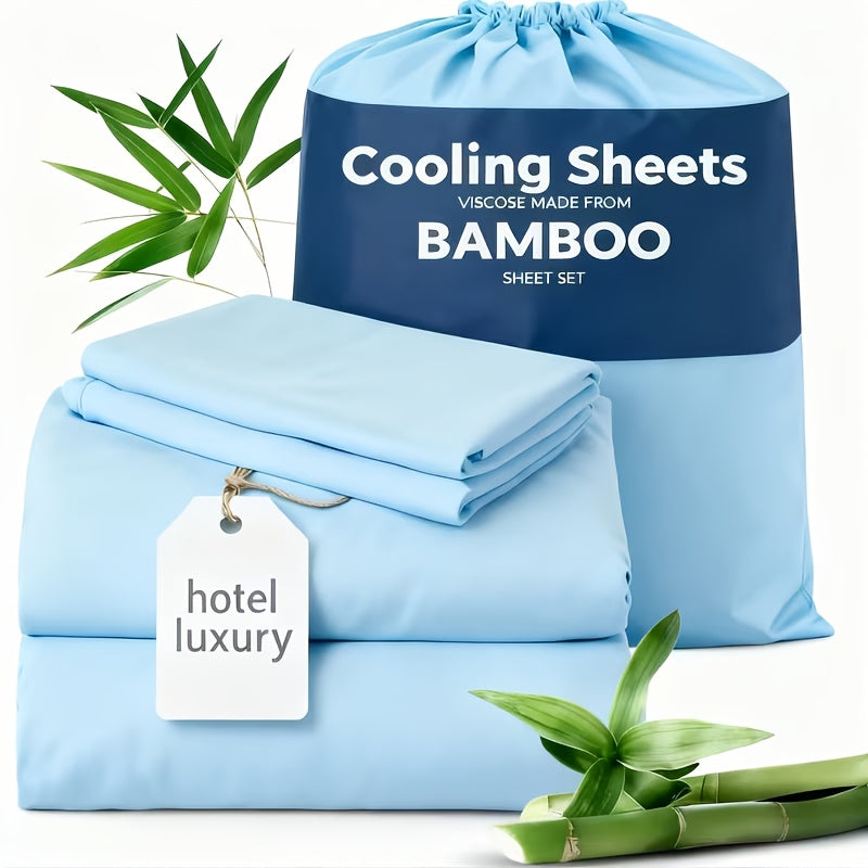 3/4pcs Cooling Sheets Set - Bamboo Bed Sheets Set Queen Size - Luxury Fitted Sheet Set - 1660TC Ultra Soft Children Sheet & Pillowcase Sets - Deep Pockets - Unmatched Comfort & Softness Sleep - Perfect Fit for All Beds Set - GREAT GIFTS