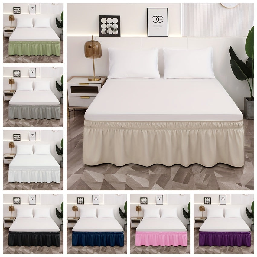 1pc 100% Microfiber 95G Pure Solid Brushed Bed Skirt, 2pcs Elastic Bands