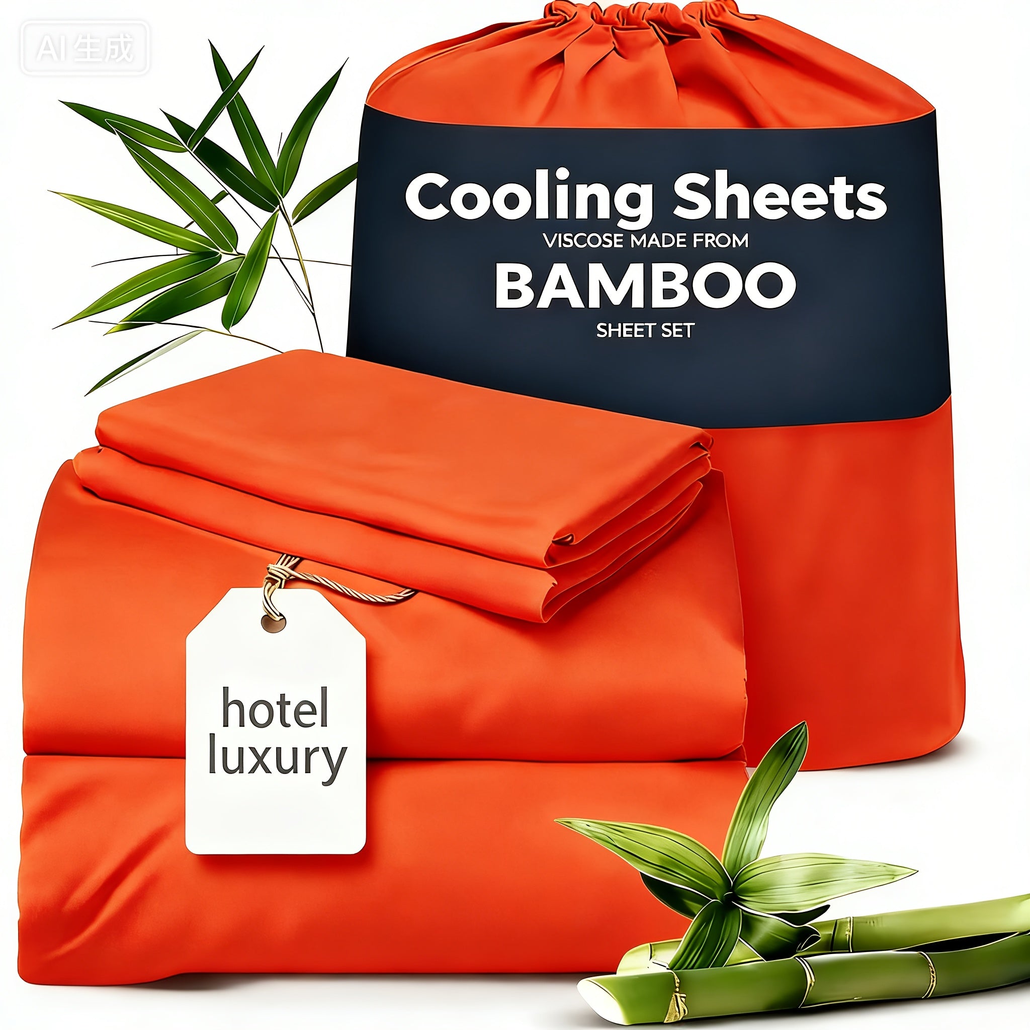 3/4pcs Cooling Sheets Set - Bamboo Bed Sheets Set Queen Size - Luxury Fitted Sheet Set - 1660TC Ultra Soft Children Sheet & Pillowcase Sets - Deep Pockets - Unmatched Comfort & Softness Sleep - Perfect Fit for All Beds Set - GREAT GIFTS