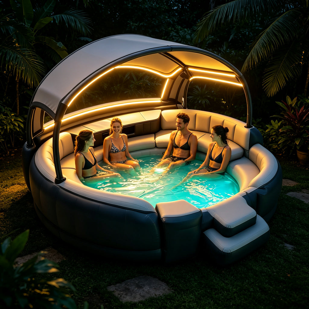 Luxury Multi-Person Inflatable Pool with Entry Steps