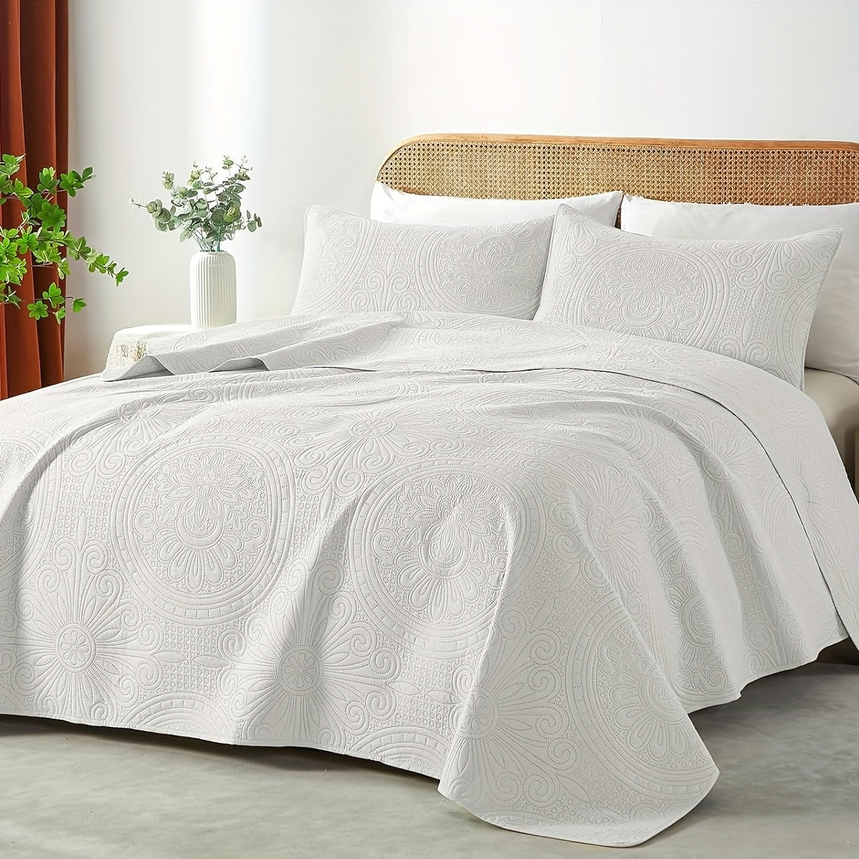 2/3pcs Cooling & Refreshing Summer Quilt Set - Lightweight Breathable Microfiber Bedspread - Modern Coin Pattern Coverlet All Season - Holiday Gifts For Family Friends (1 Quilt, 1/2 Pillow Shams)