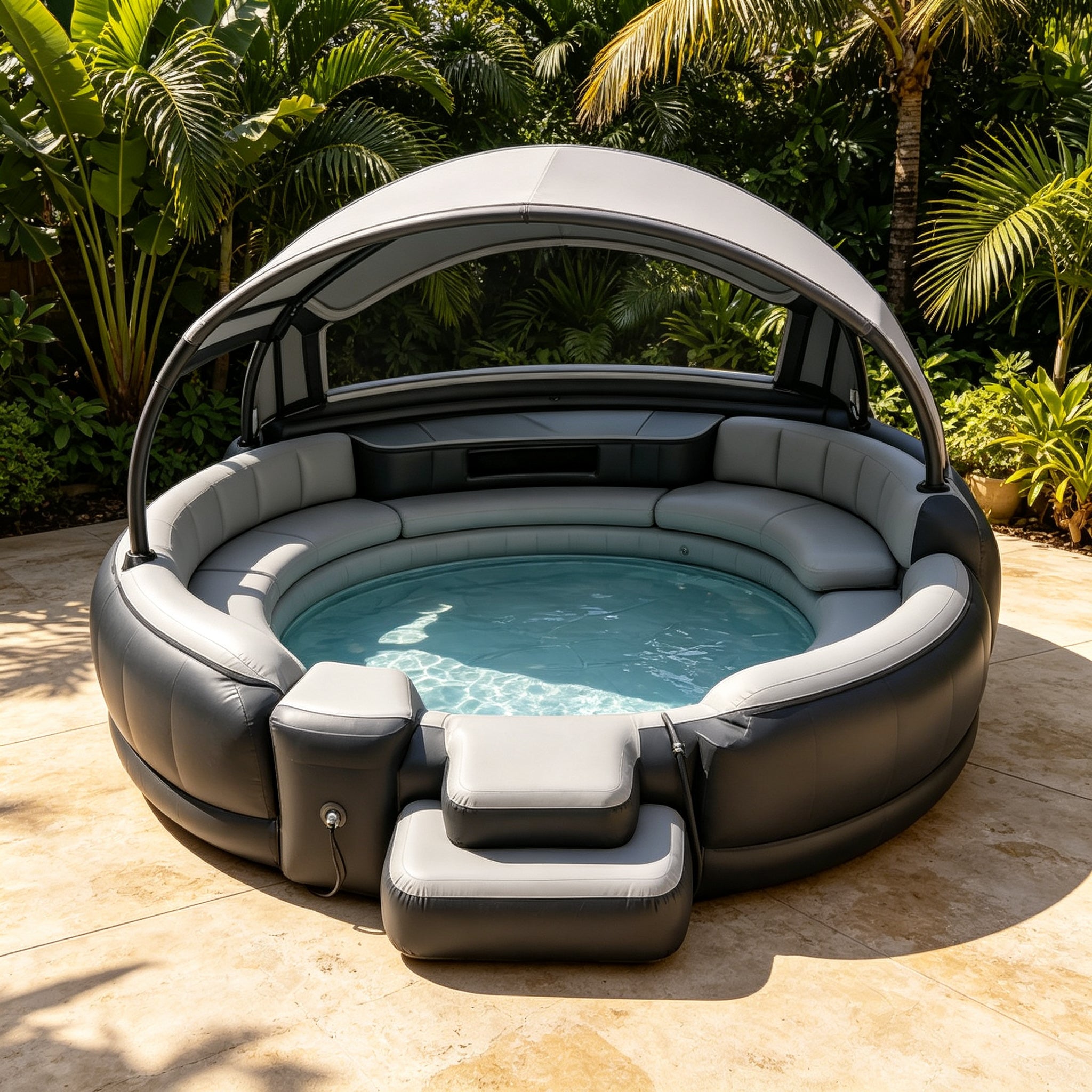 Luxury Multi-Person Inflatable Pool with Entry Steps