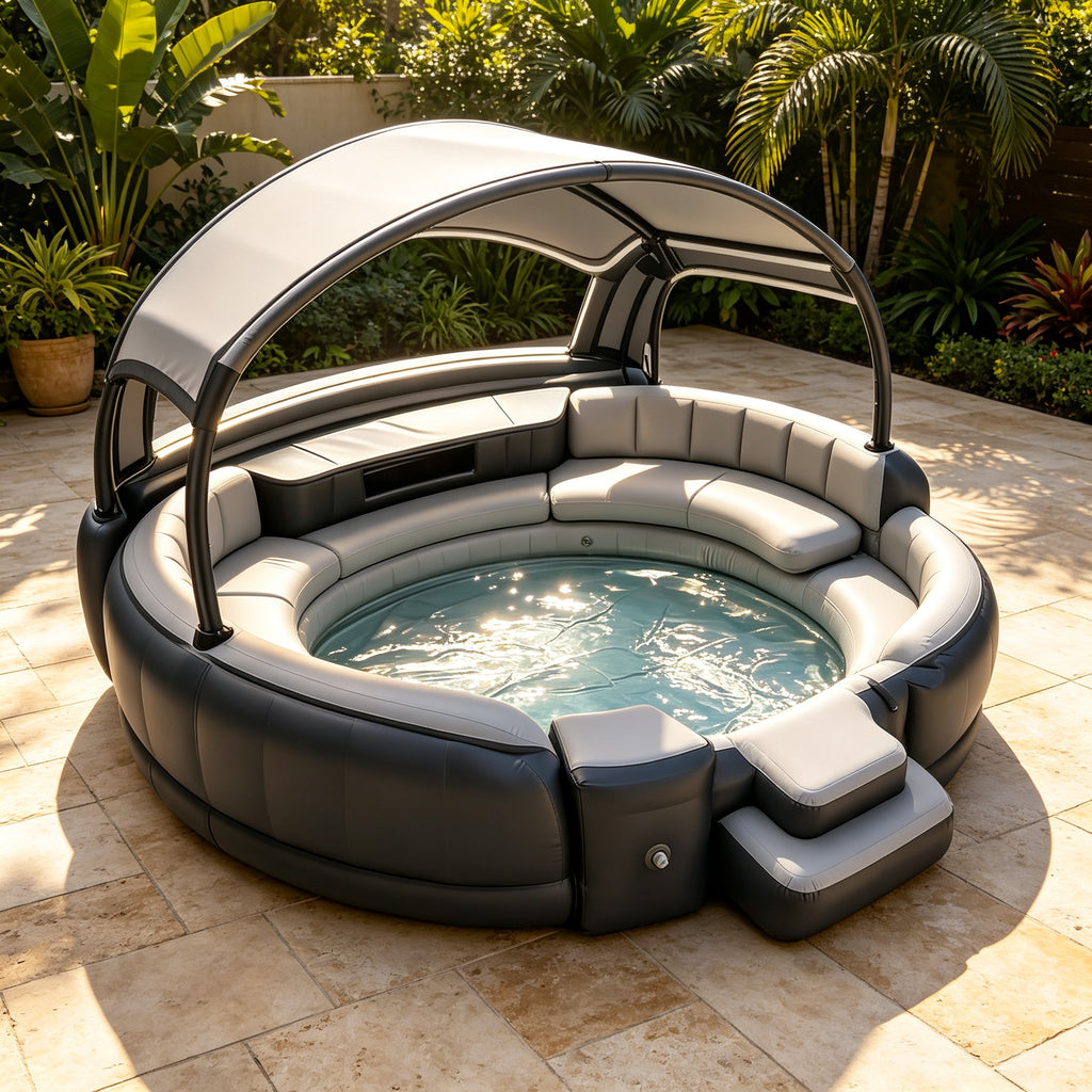 Luxury Multi-Person Inflatable Pool with Entry Steps