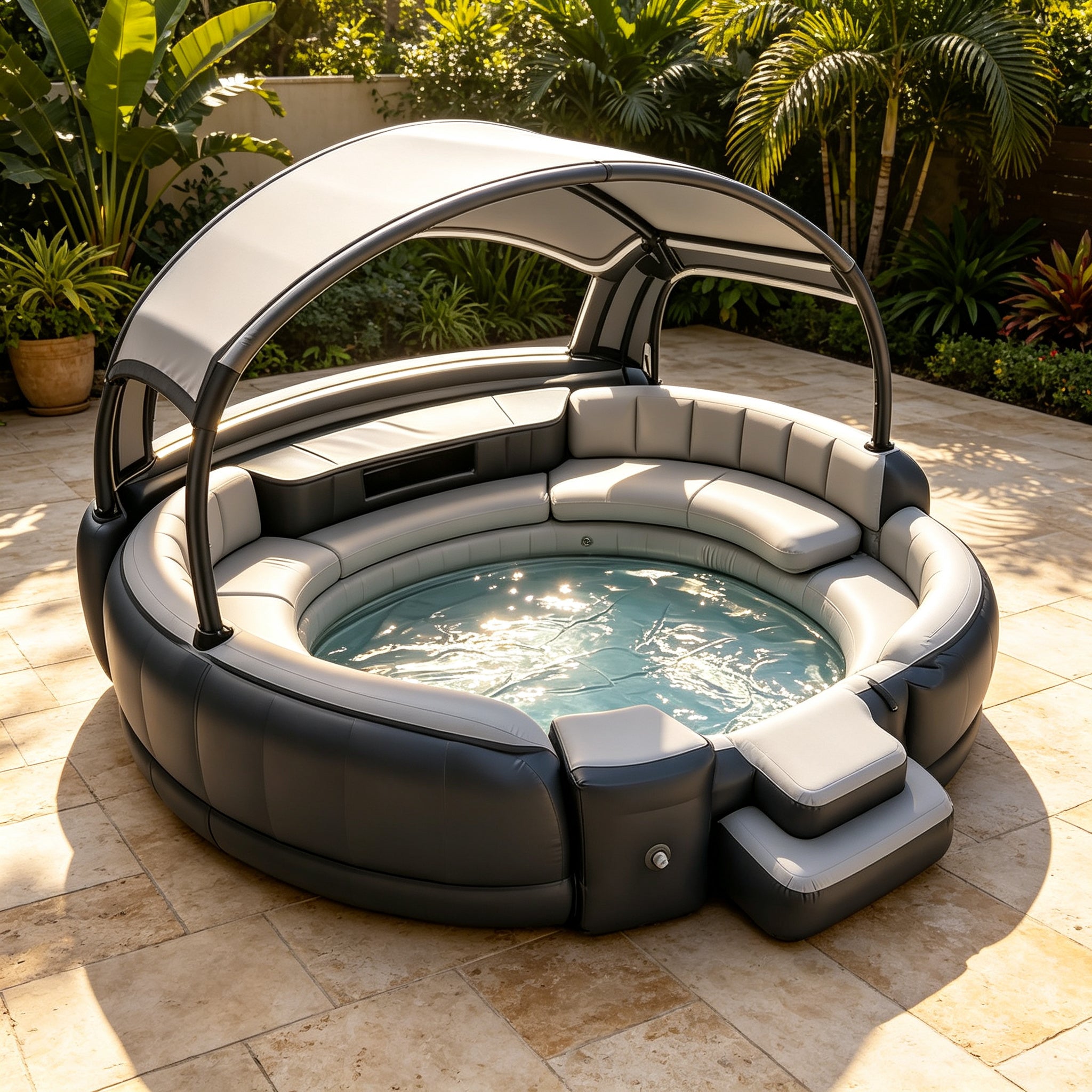 Luxury Multi-Person Inflatable Pool with Entry Steps