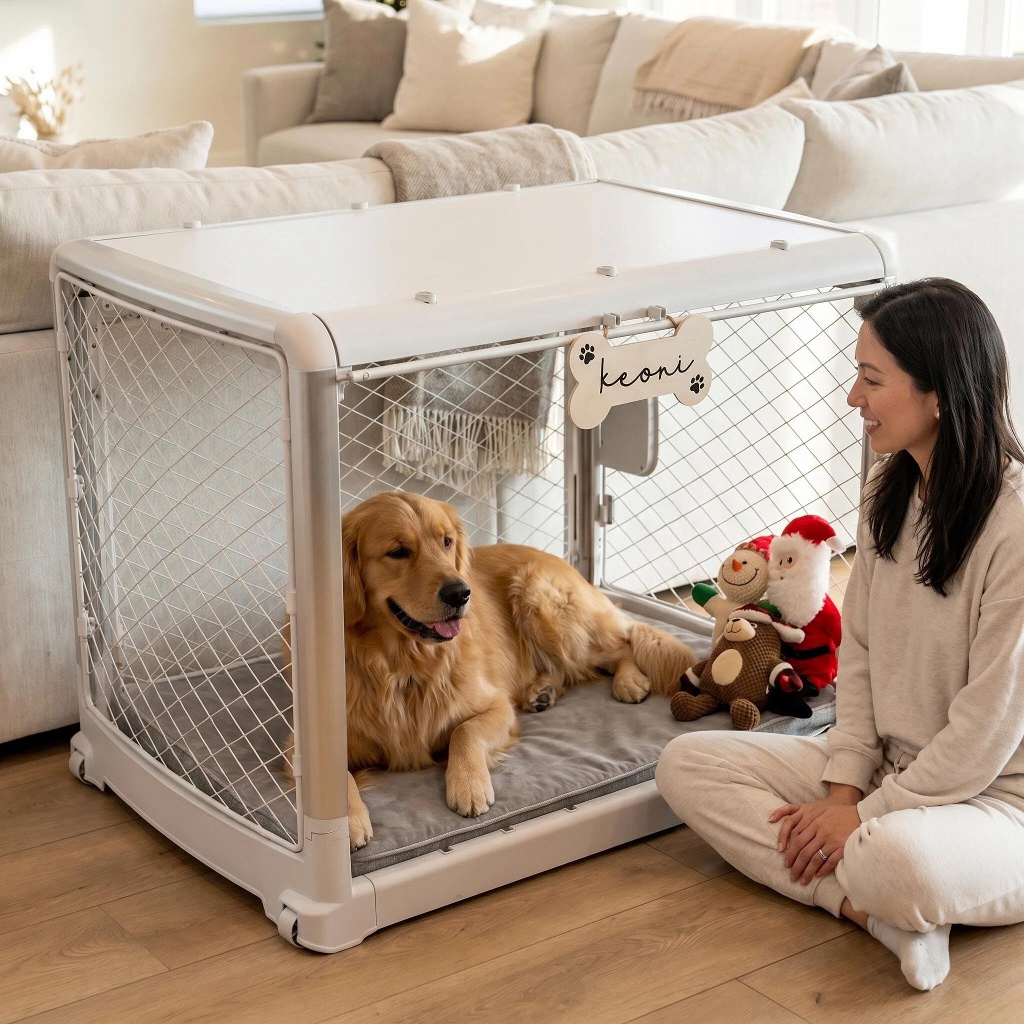 Collapsible Wheeled Portable Indoor Dog Kennel