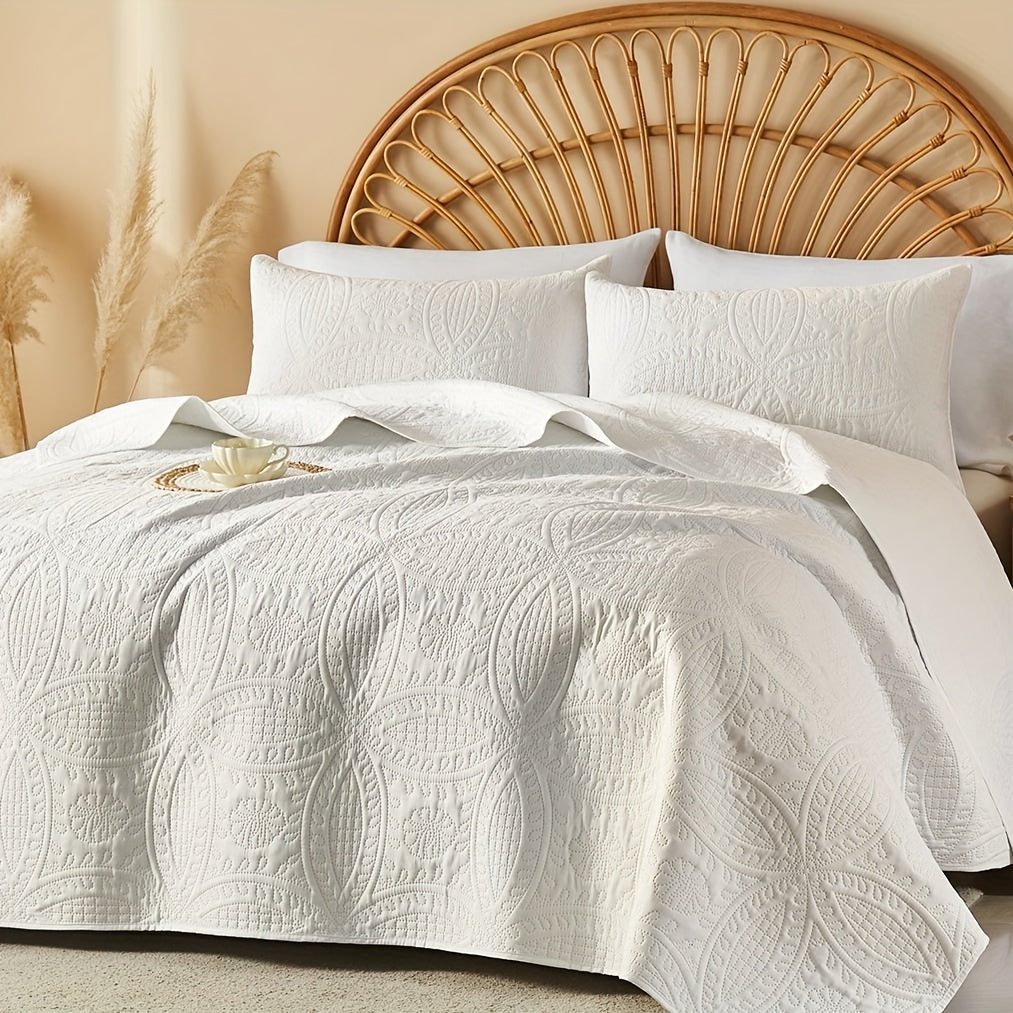 2/3pcs Cooling & Refreshing Summer Quilt Set - Lightweight Breathable Microfiber Bedspread - Modern Coin Pattern Coverlet All Season - Holiday Gifts For Family Friends (1 Quilt, 1/2 Pillow Shams)