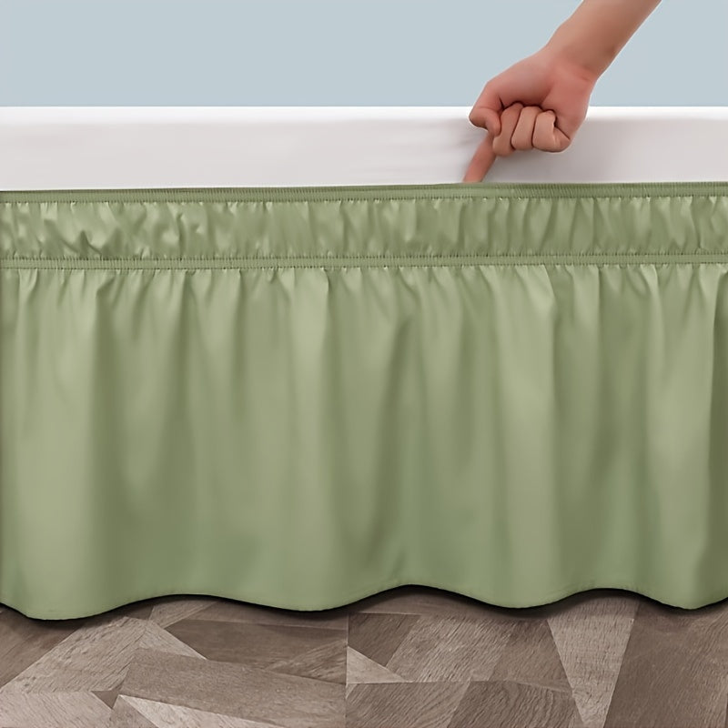 1pc 100% Microfiber 95G Pure Solid Brushed Bed Skirt, 2pcs Elastic Bands