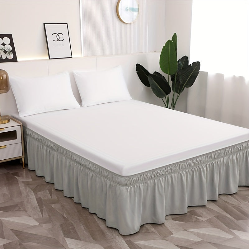 1pc 100% Microfiber 95G Pure Solid Brushed Bed Skirt, 2pcs Elastic Bands