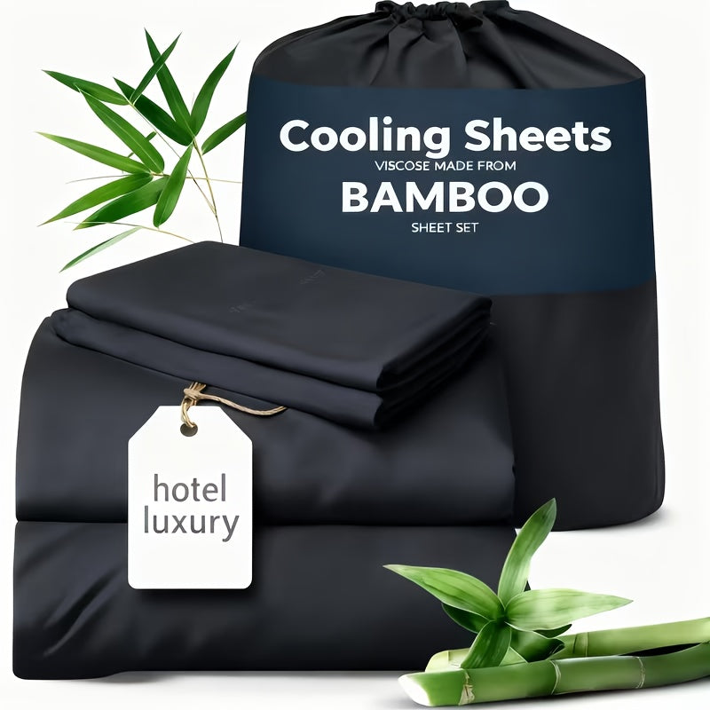 3/4pcs Cooling Sheets Set - Bamboo Bed Sheets Set Queen Size - Luxury Fitted Sheet Set - 1660TC Ultra Soft Children Sheet & Pillowcase Sets - Deep Pockets - Unmatched Comfort & Softness Sleep - Perfect Fit for All Beds Set - GREAT GIFTS
