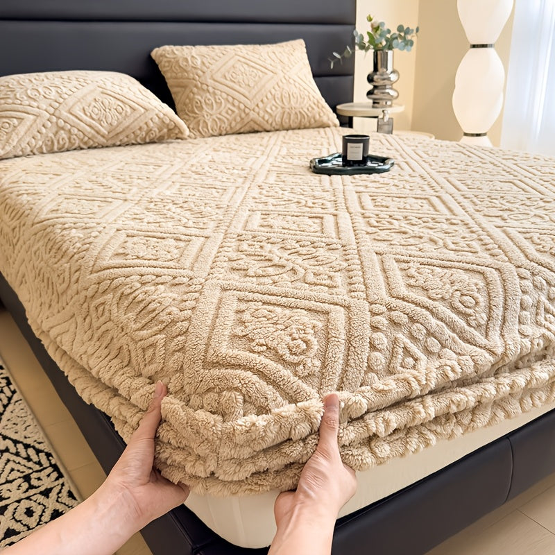 European Embossed Super Soft Bed Sheet/Blanket- Four Season Universal Warm Mattress Protective Cover, Soft Machine Washed Bedding, Deep Pocket Design, Suitable For Multiple Specifications Twin, Queen, King, Full.(NO Pillowcase) Mother'S Day Gift