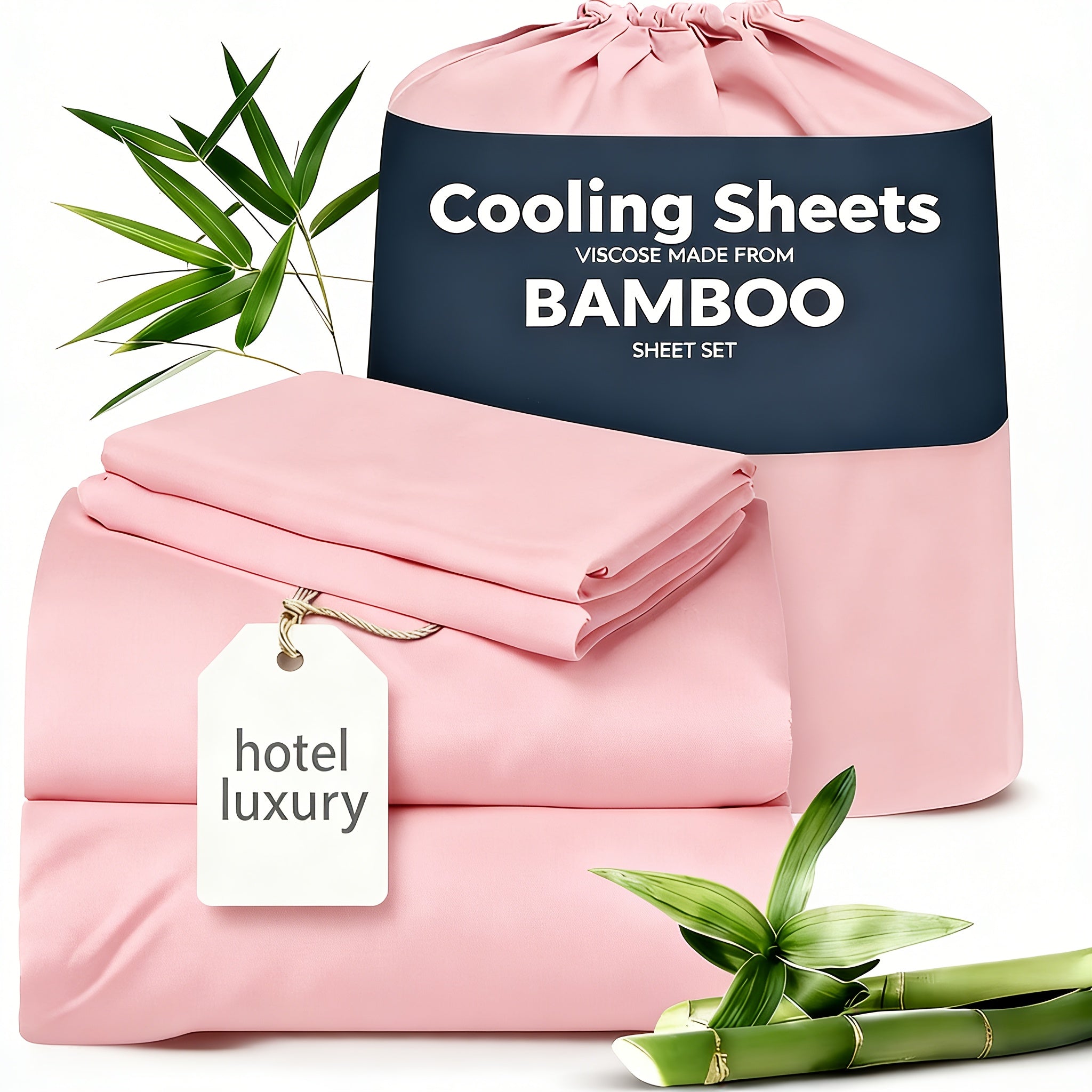 3/4pcs Cooling Sheets Set - Bamboo Bed Sheets Set Queen Size - Luxury Fitted Sheet Set - 1660TC Ultra Soft Children Sheet & Pillowcase Sets - Deep Pockets - Unmatched Comfort & Softness Sleep - Perfect Fit for All Beds Set - GREAT GIFTS