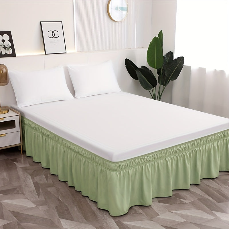 1pc 100% Microfiber 95G Pure Solid Brushed Bed Skirt, 2pcs Elastic Bands