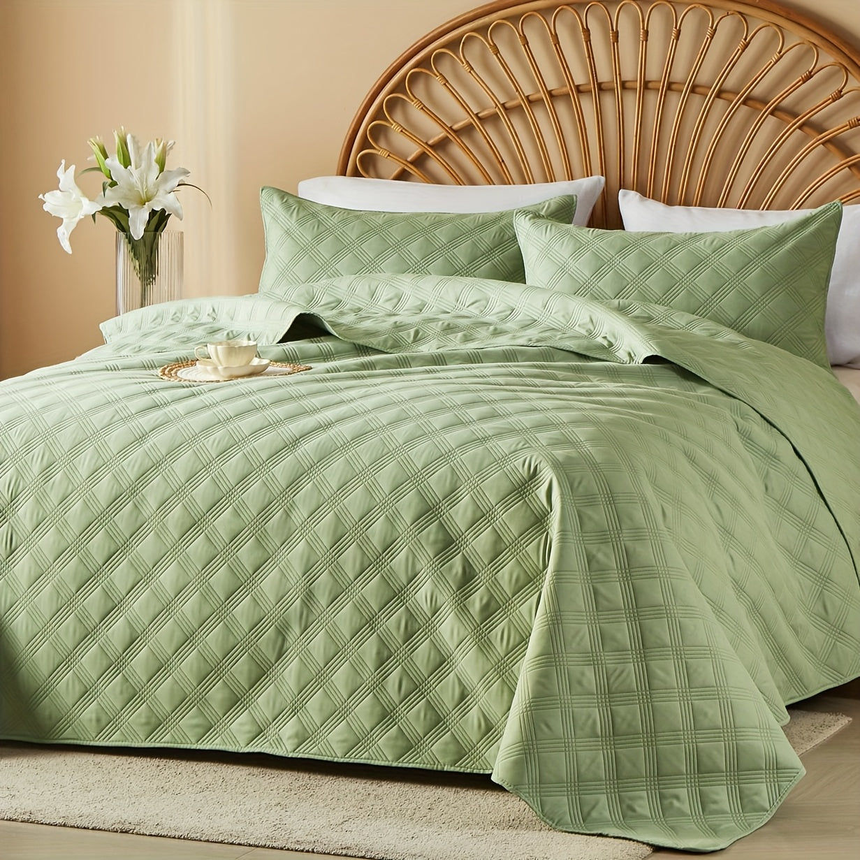 2/3pcs Cooling & Refreshing Summer Quilt Set - Lightweight Breathable Microfiber Bedspread - Modern Coin Pattern Coverlet All Season - Holiday Gifts For Family Friends (1 Quilt, 1/2 Pillow Shams)