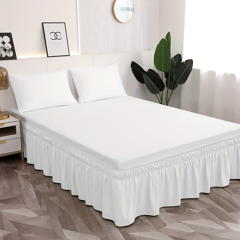 1pc 100% Microfiber 95G Pure Solid Brushed Bed Skirt, 2pcs Elastic Bands
