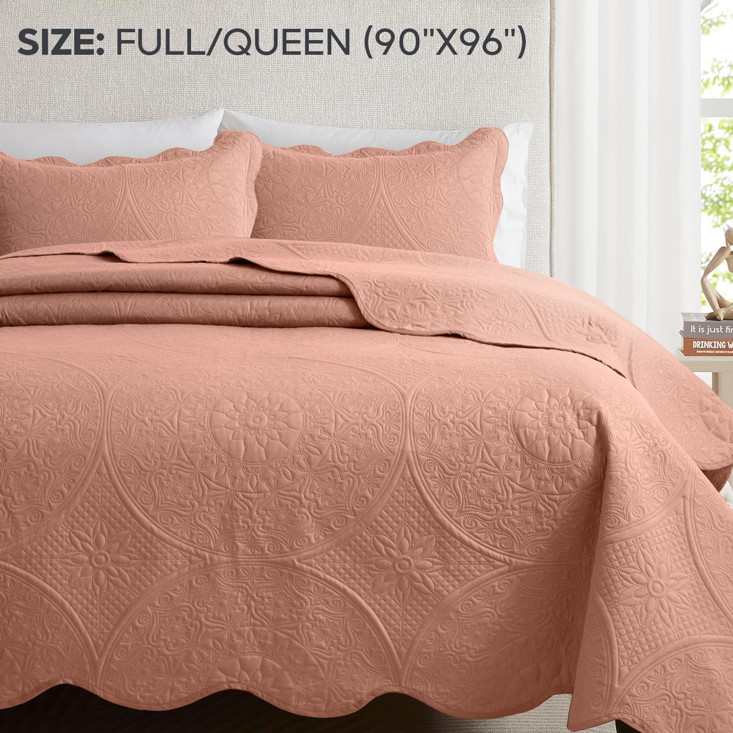 3pcs Luxury Quilted Bedspread Set – Oversize Quilt Coverlet Soft & Cozy Floral Bedspread with Pillow Shams, Breathable Lightweight for Bedroom & Guest Room Decor