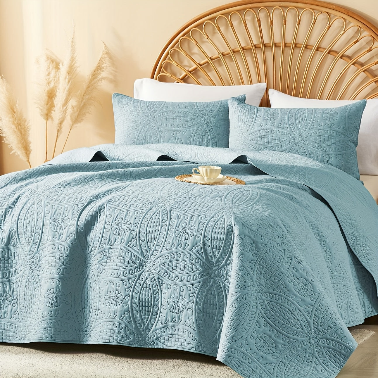 2/3pcs Cooling & Refreshing Summer Quilt Set - Lightweight Breathable Microfiber Bedspread - Modern Coin Pattern Coverlet All Season - Holiday Gifts For Family Friends (1 Quilt, 1/2 Pillow Shams)