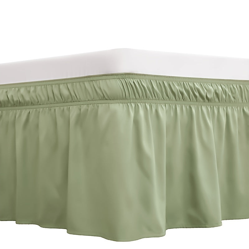 1pc 100% Microfiber 95G Pure Solid Brushed Bed Skirt, 2pcs Elastic Bands