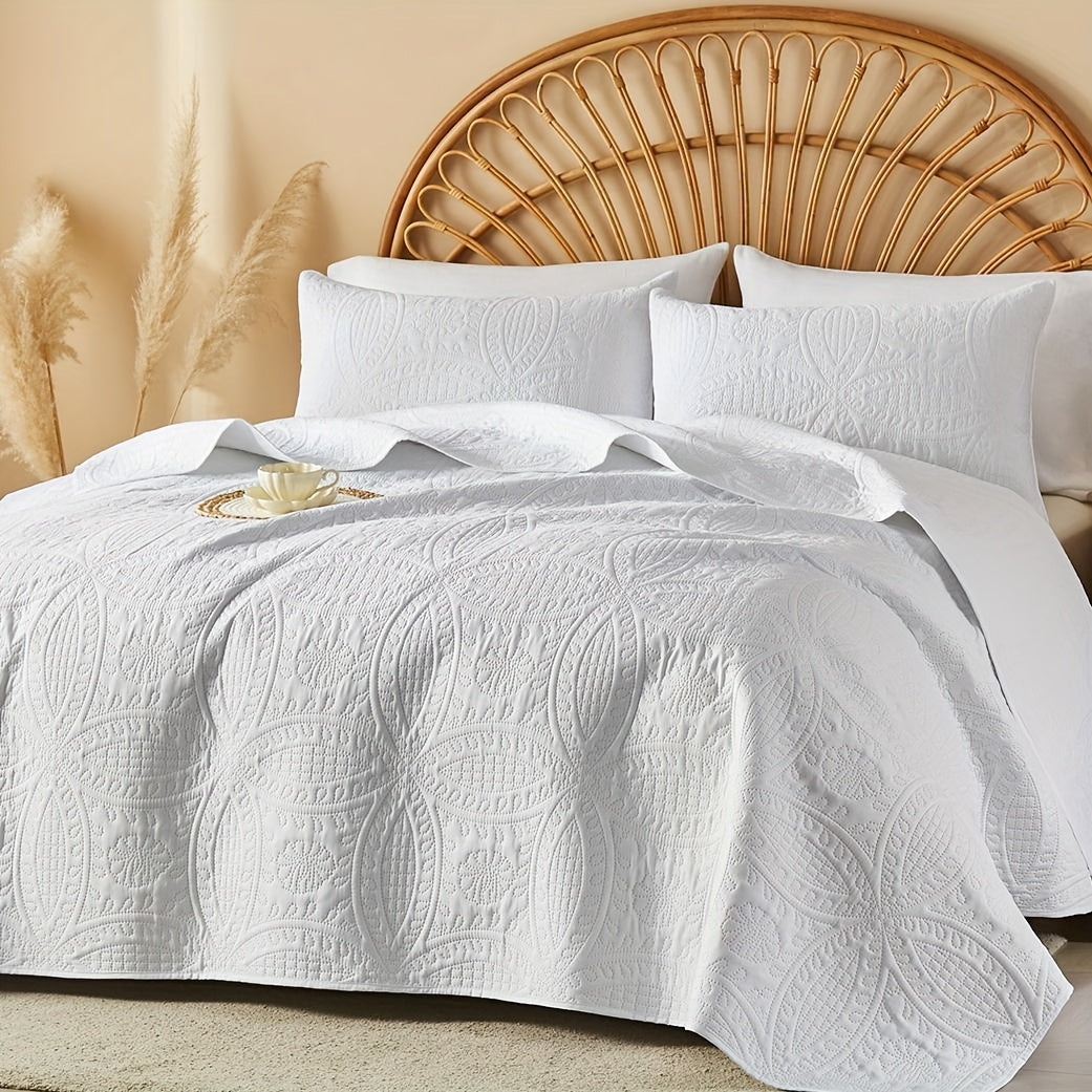 2/3pcs Cooling & Refreshing Summer Quilt Set - Lightweight Breathable Microfiber Bedspread - Modern Coin Pattern Coverlet All Season - Holiday Gifts For Family Friends (1 Quilt, 1/2 Pillow Shams)