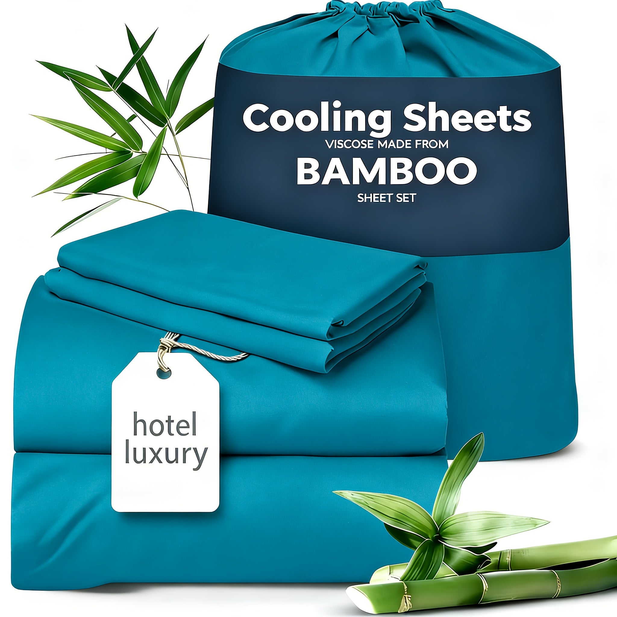 3/4pcs Cooling Sheets Set - Bamboo Bed Sheets Set Queen Size - Luxury Fitted Sheet Set - 1660TC Ultra Soft Children Sheet & Pillowcase Sets - Deep Pockets - Unmatched Comfort & Softness Sleep - Perfect Fit for All Beds Set - GREAT GIFTS