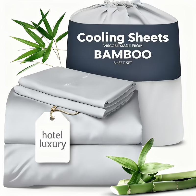 3/4pcs Cooling Sheets Set - Bamboo Bed Sheets Set Queen Size - Luxury Fitted Sheet Set - 1660TC Ultra Soft Children Sheet & Pillowcase Sets - Deep Pockets - Unmatched Comfort & Softness Sleep - Perfect Fit for All Beds Set - GREAT GIFTS