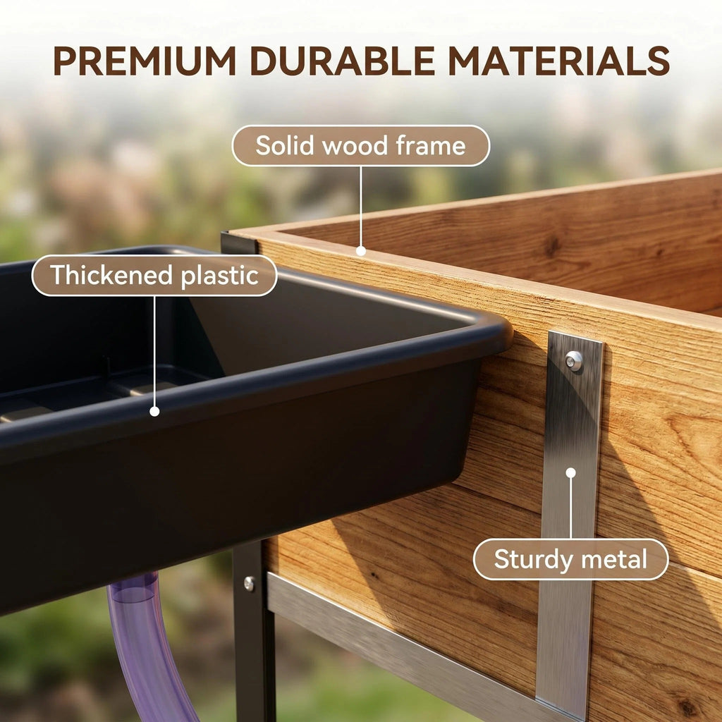 Wood Raised Garden Planter Box For Vegetable Flower Growing