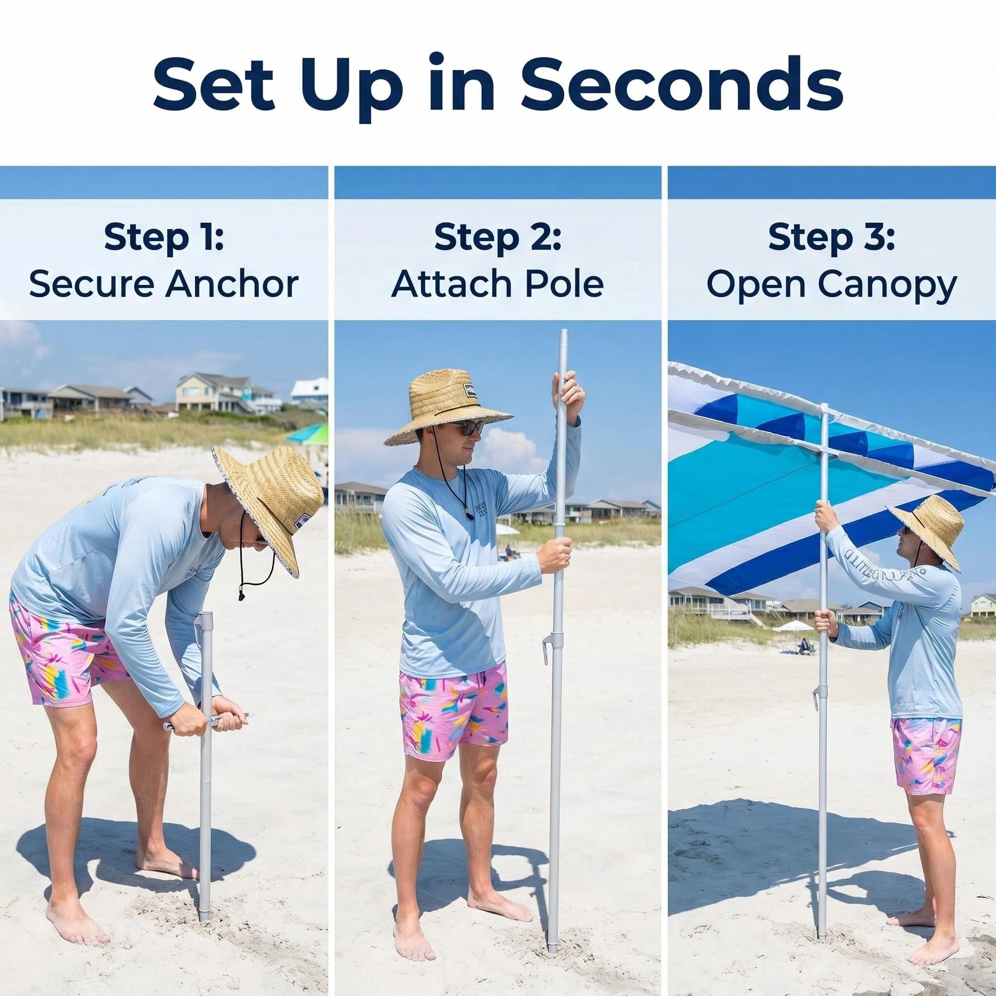 Wind Resistant Portable Beach Shade Canopy