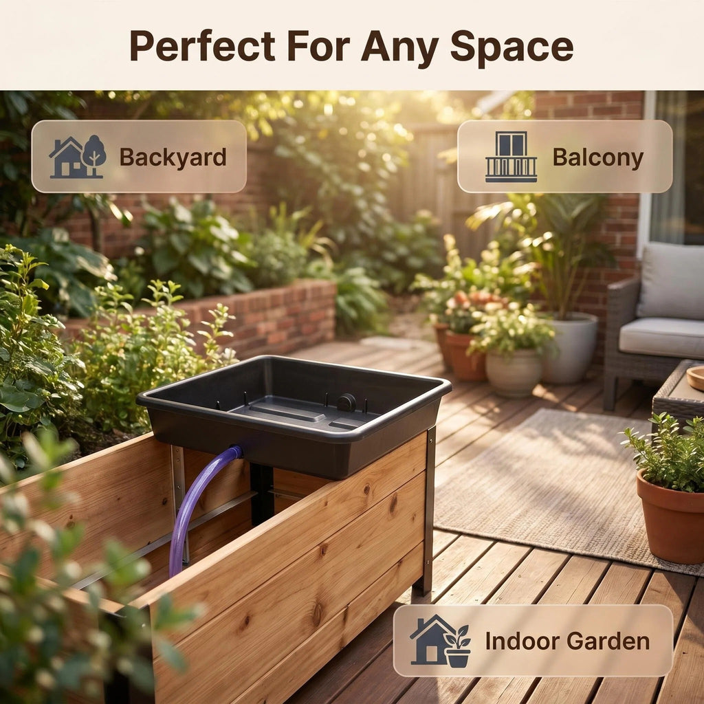 Wood Raised Garden Planter Box For Vegetable Flower Growing