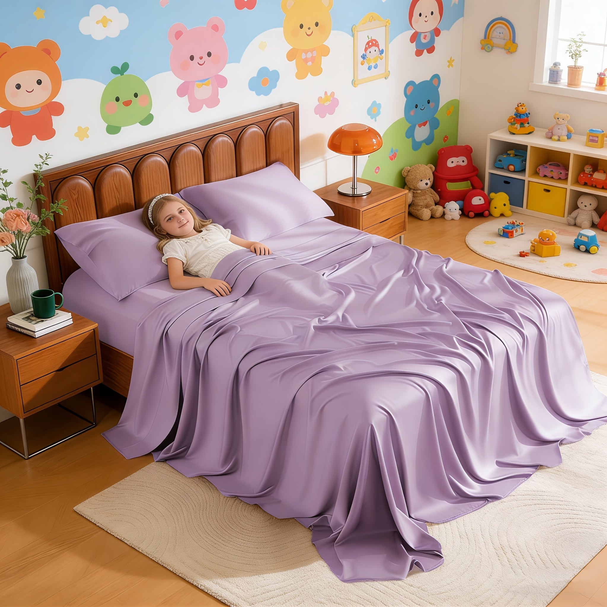 3/4pcs Cooling Sheets Set - Bamboo Bed Sheets Set Queen Size - Luxury Fitted Sheet Set - 1660TC Ultra Soft Children Sheet & Pillowcase Sets - Deep Pockets - Unmatched Comfort & Softness Sleep - Perfect Fit for All Beds Set - GREAT GIFTS