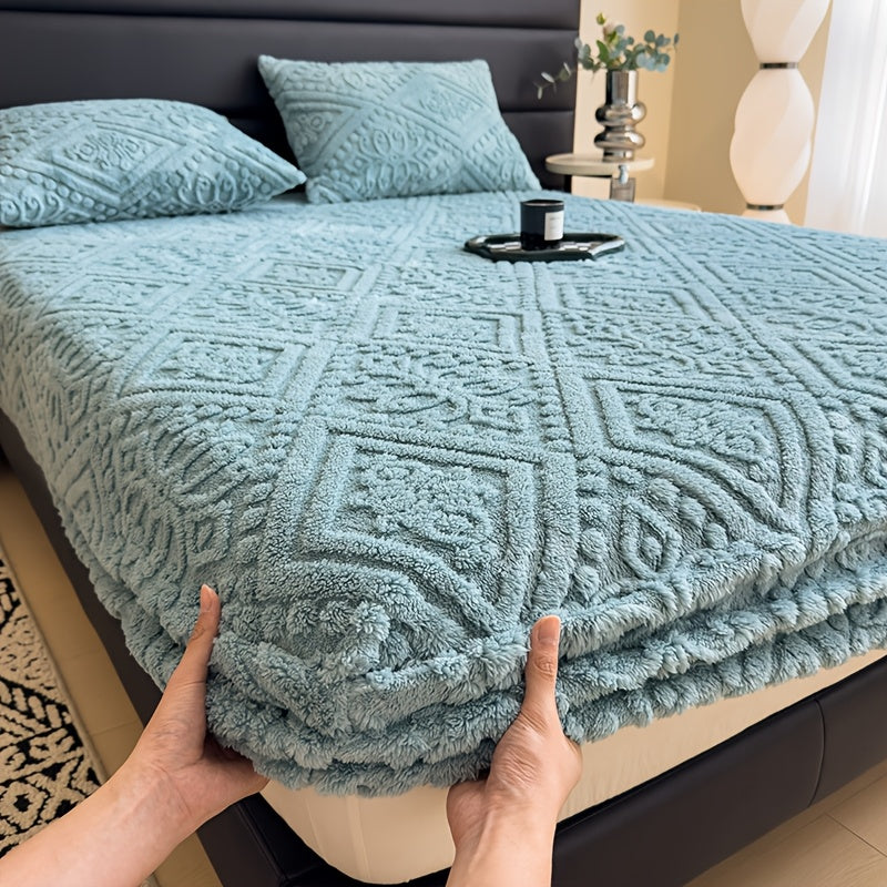 European Embossed Super Soft Bed Sheet/Blanket- Four Season Universal Warm Mattress Protective Cover, Soft Machine Washed Bedding, Deep Pocket Design, Suitable For Multiple Specifications Twin, Queen, King, Full.(NO Pillowcase) Mother'S Day Gift
