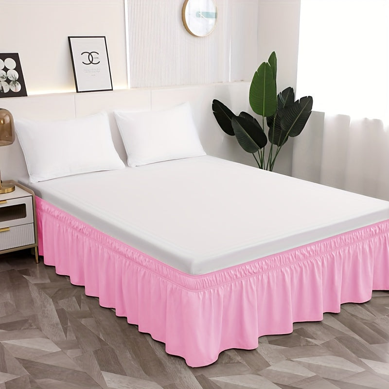 1pc 100% Microfiber 95G Pure Solid Brushed Bed Skirt, 2pcs Elastic Bands